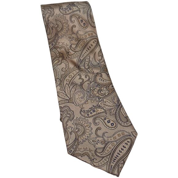 MICHAEL Michael Kors 100% Silk Paisley Tie Tan - Picture 1 of 3